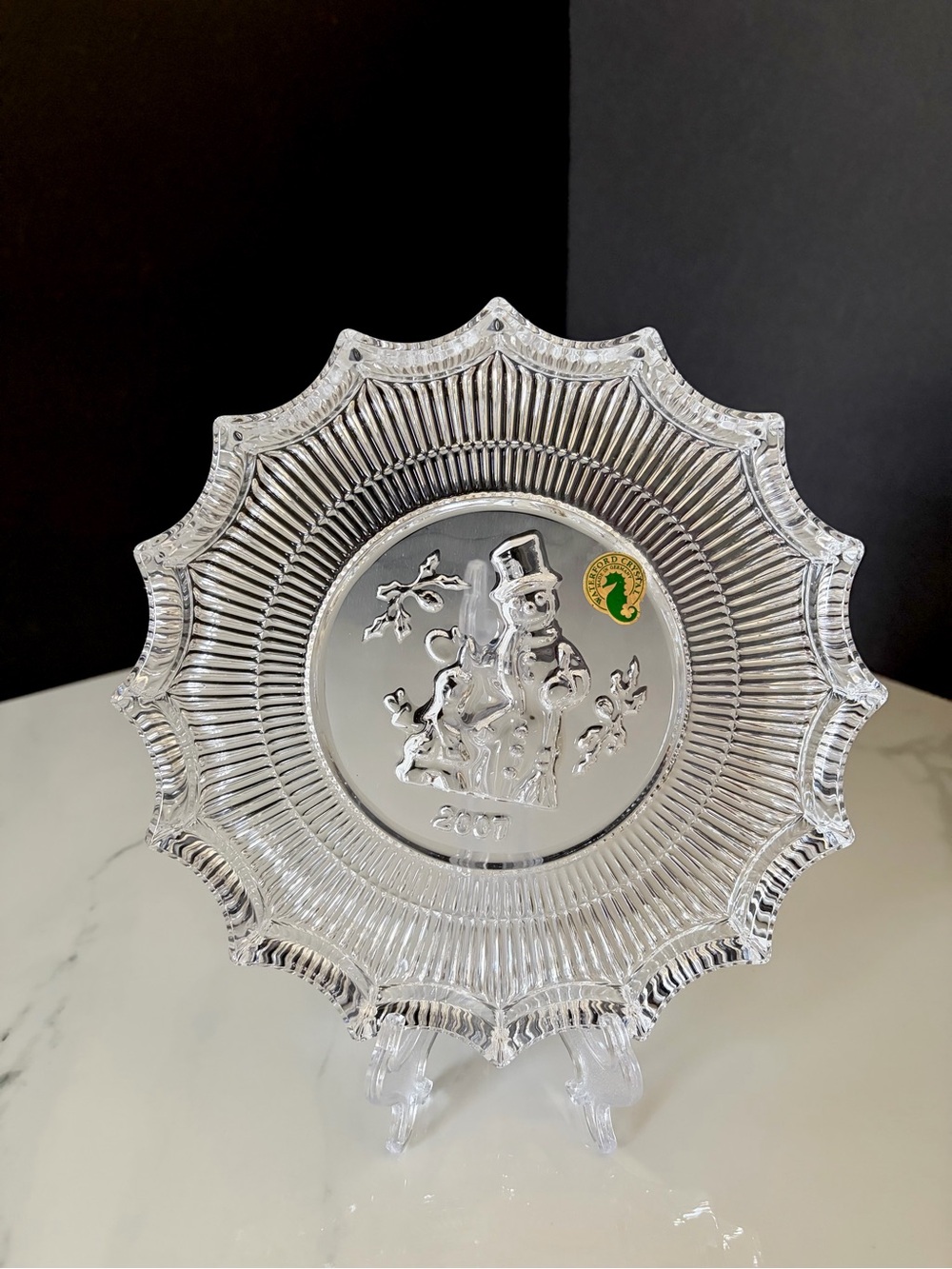 Jolly Snowman 2007 Christmas Plate by Waterford Crystal